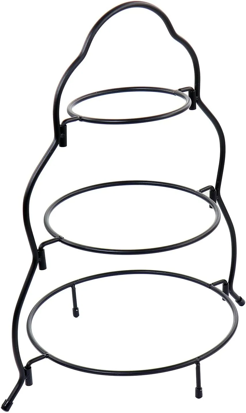Elama 3-Tier Porcelain Serveware Set with Metal Rack
