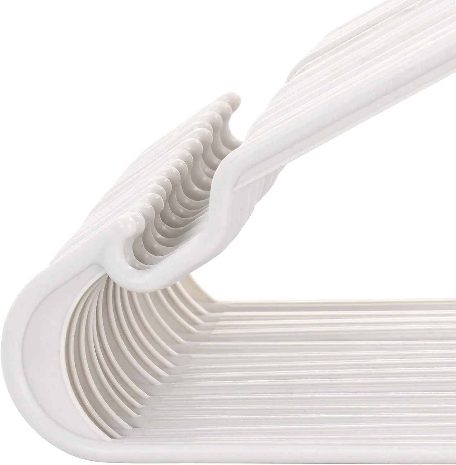 Elama Home 50 Piece Plastic Hanger Set with Notched Shoulders in White