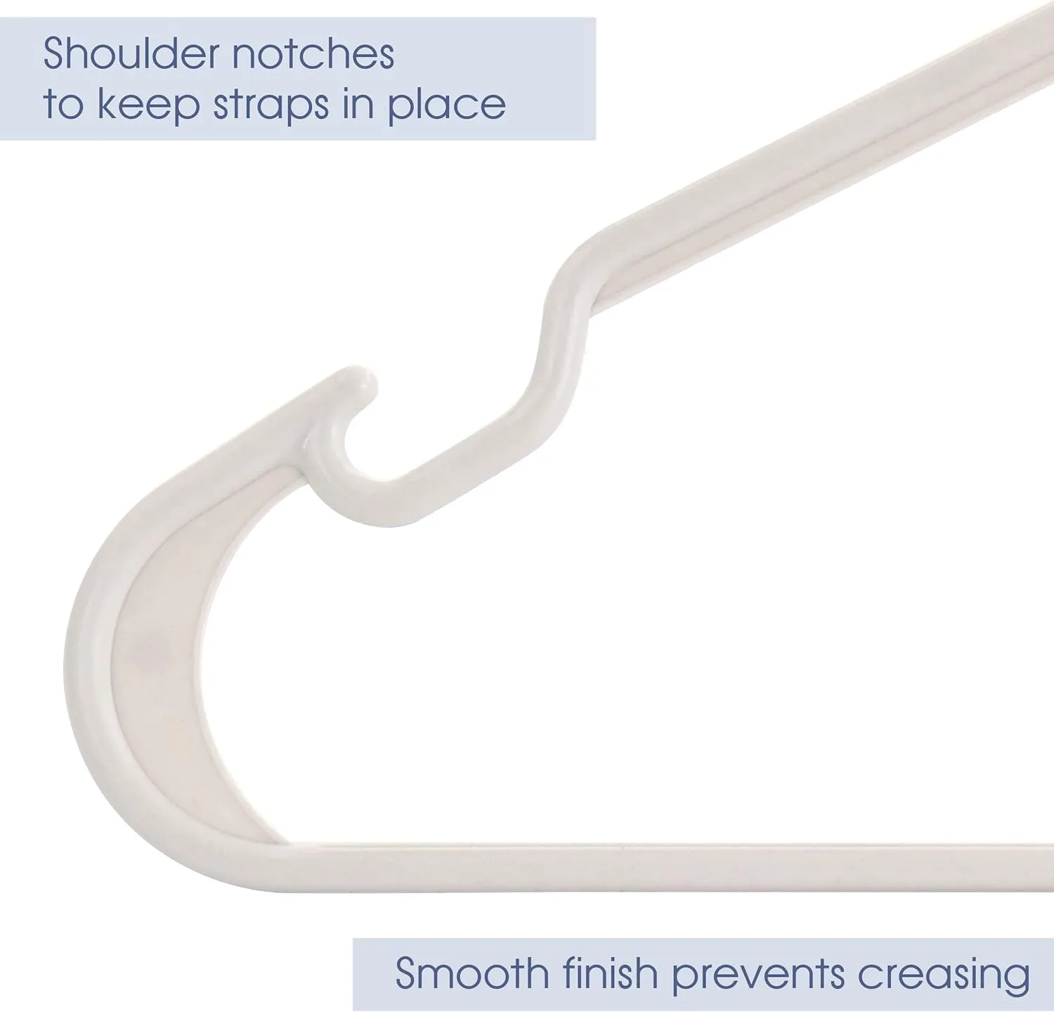 Elama Home 50 Piece Plastic Hanger Set with Notched Shoulders in White