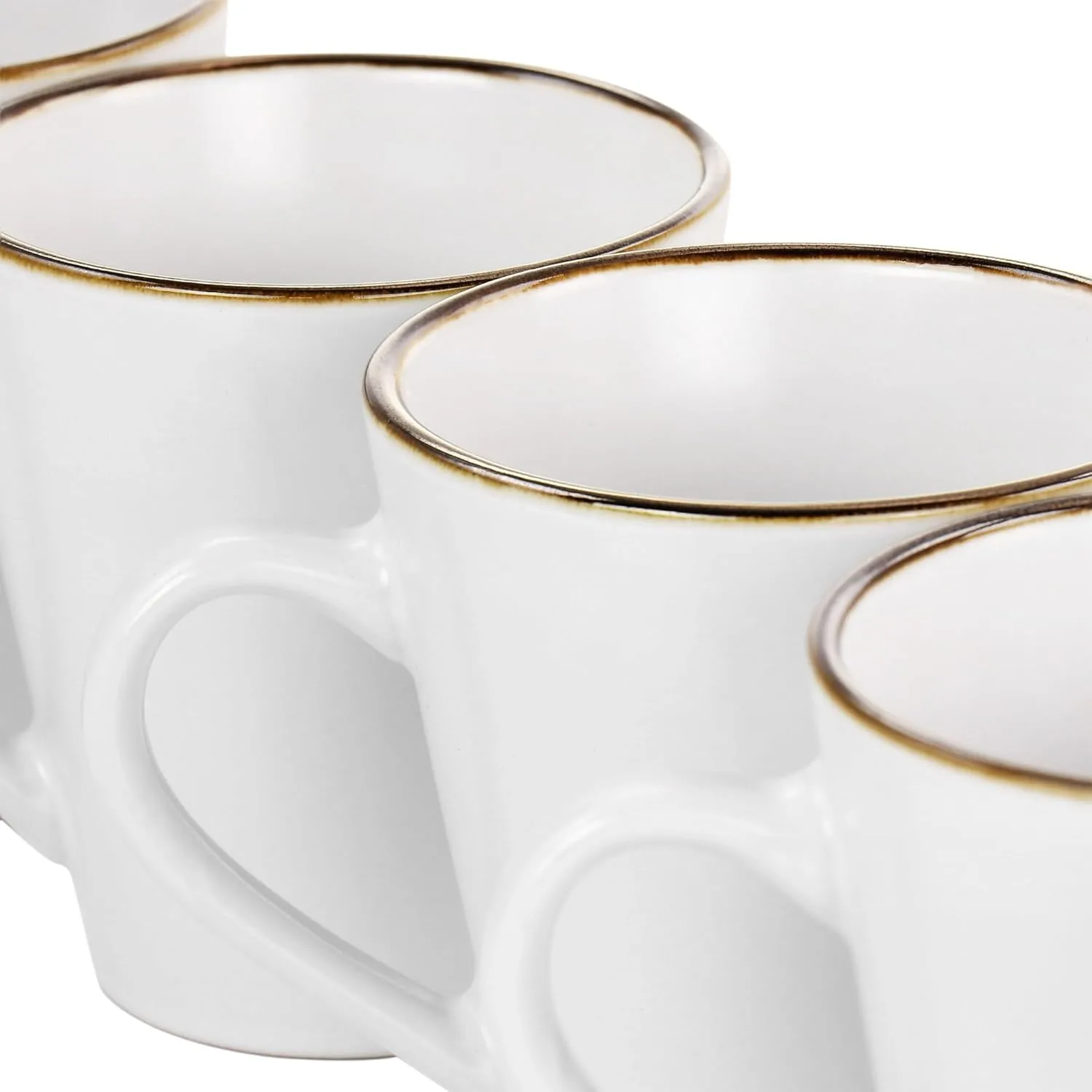 Elama Arthur 6 Piece Stoneware Mug Set in Matt White with Gold Rim