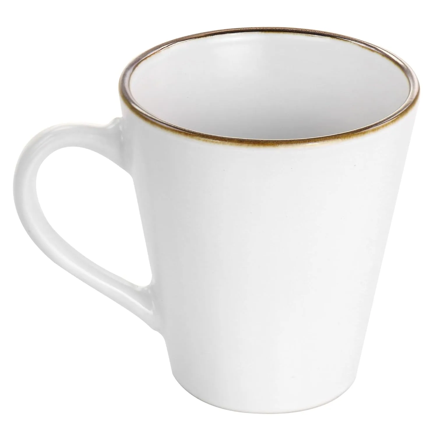 Elama Arthur 6 Piece Stoneware Mug Set in Matt White with Gold Rim