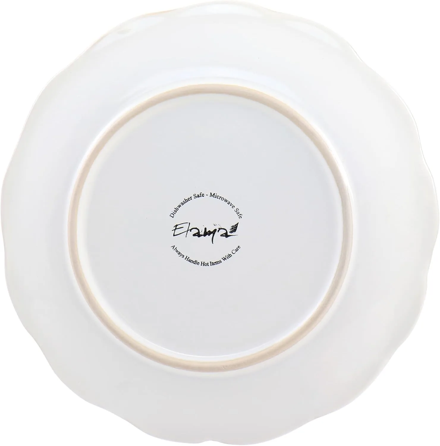 Elama Countess 16 Piece Embossed Double Bowl Stoneware Dinnerware Set in Ivory