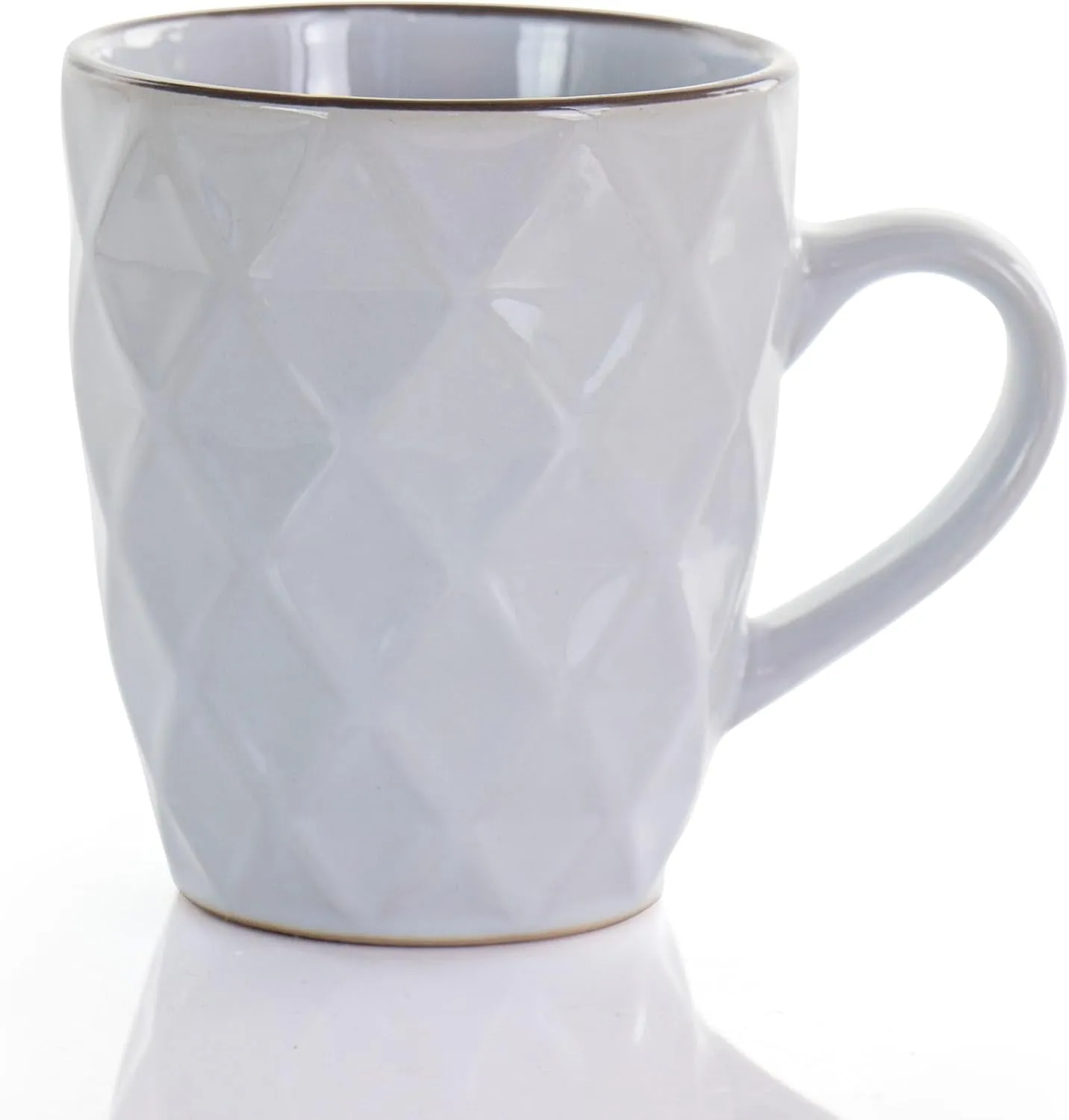 Elama Diamond Waves 6-Piece Stoneware Mug Set, 12 oz, Assorted Colors