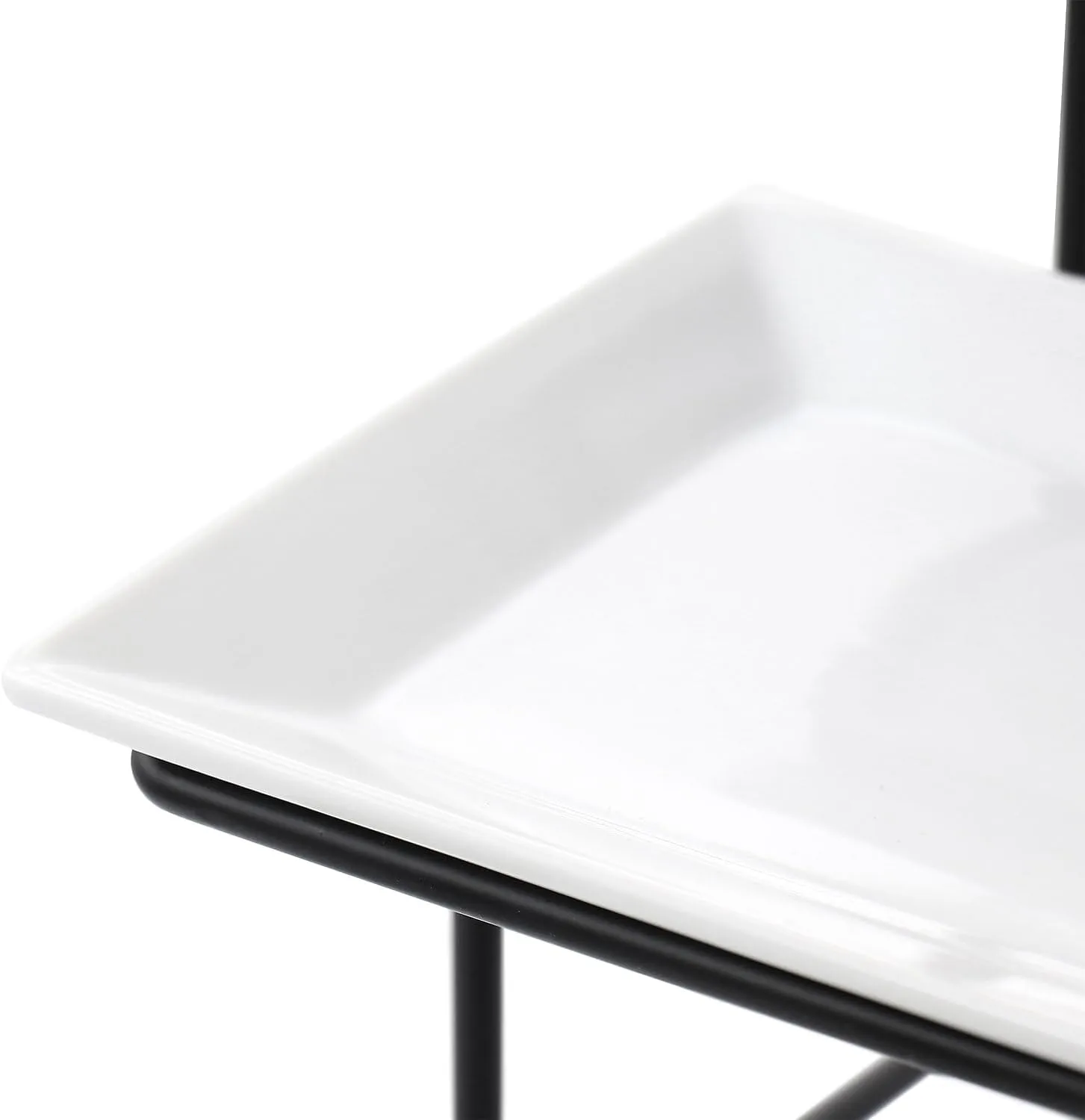 Elama 3-Tier Porcelain Serveware Set with Metal Rack