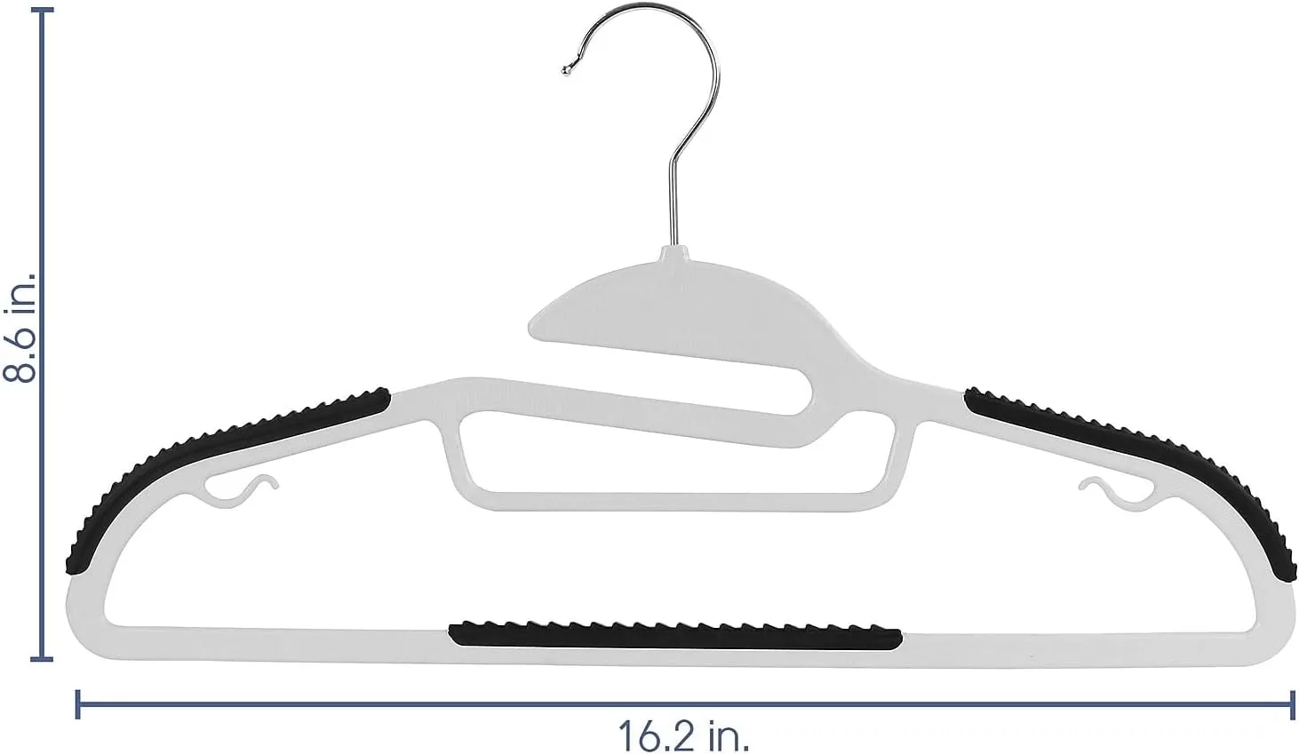 Elama Home 30 Piece Velvet Slim Profile Heavy Duty Felt Hangers with Stainless Steel Swivel Hooks in Black