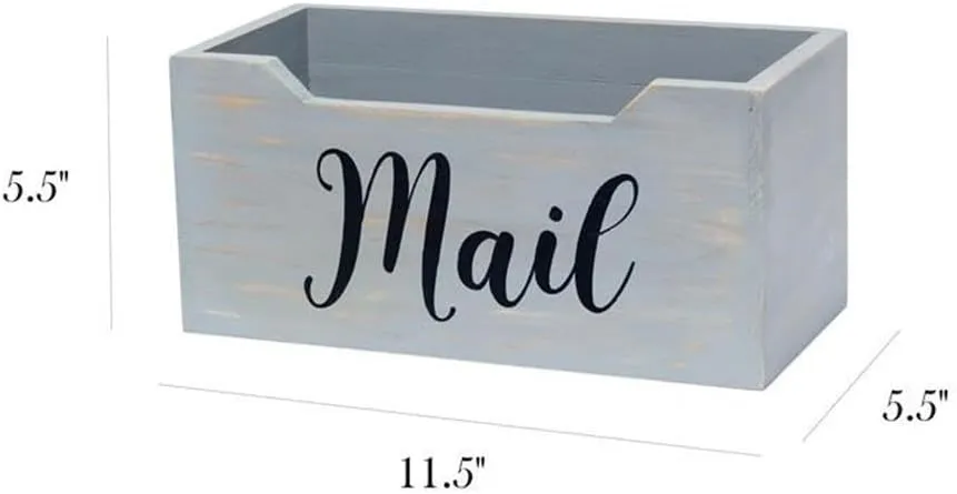 Elegant Designs Rustic Farmhouse Wooden Tabletop Mail Organizer Box