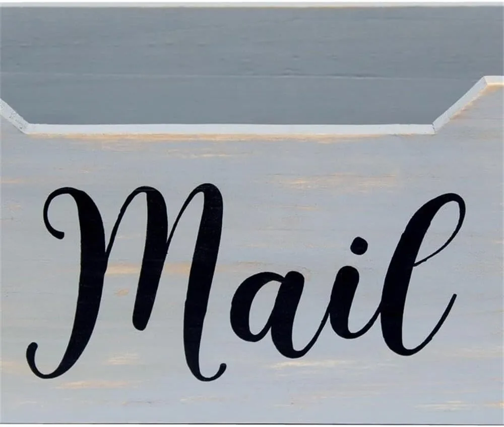 Elegant Designs Rustic Farmhouse Wooden Tabletop Mail Organizer Box