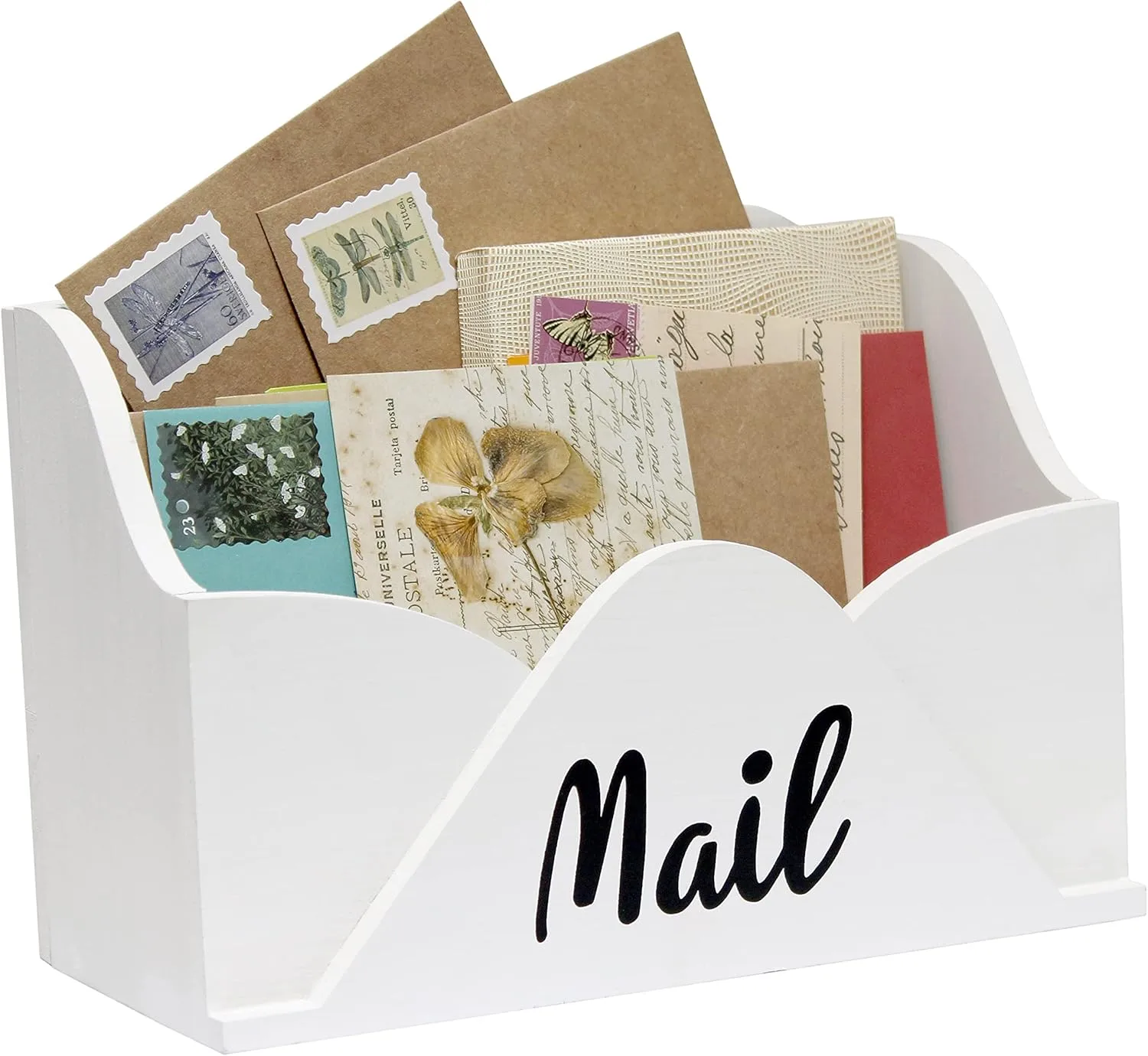 Elegant Designs Homewood Farmhouse Wooden Decorative Envelope-Shaped Desktop Letter Holder