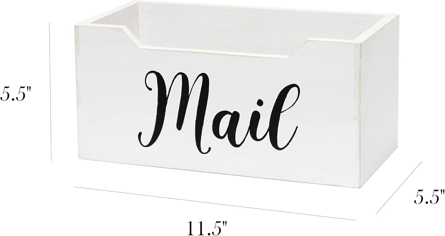 Elegant Designs Rustic Farmhouse Wooden Tabletop Mail Organizer Box
