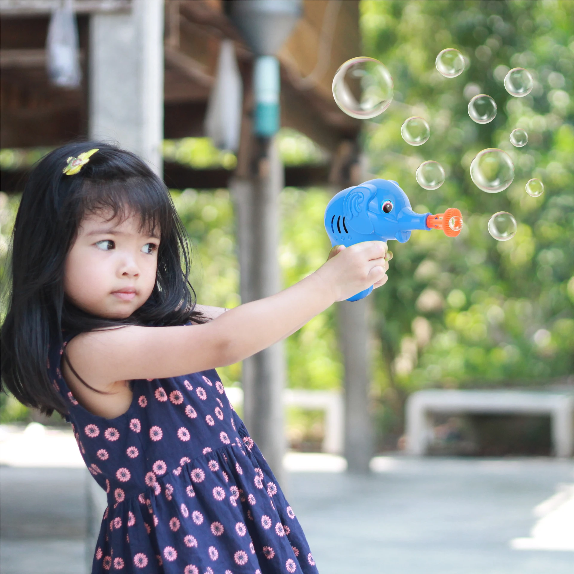 Elephant Bubble Gun Toy for Kids with 100ml Bubble Liquid – Fun Bubble Blaster - Assorted Colour