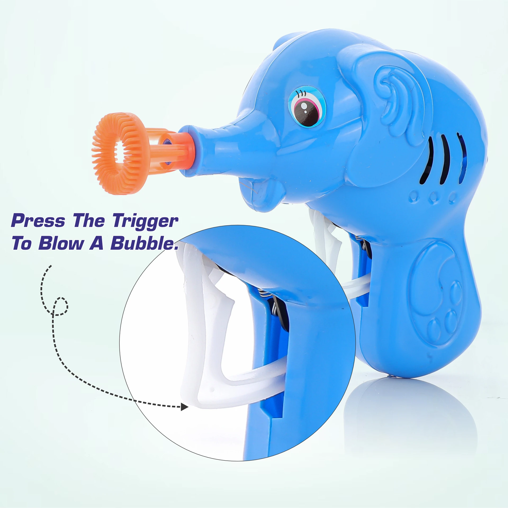 Elephant Bubble Gun Toy for Kids with 100ml Bubble Liquid – Fun Bubble Blaster - Assorted Colour