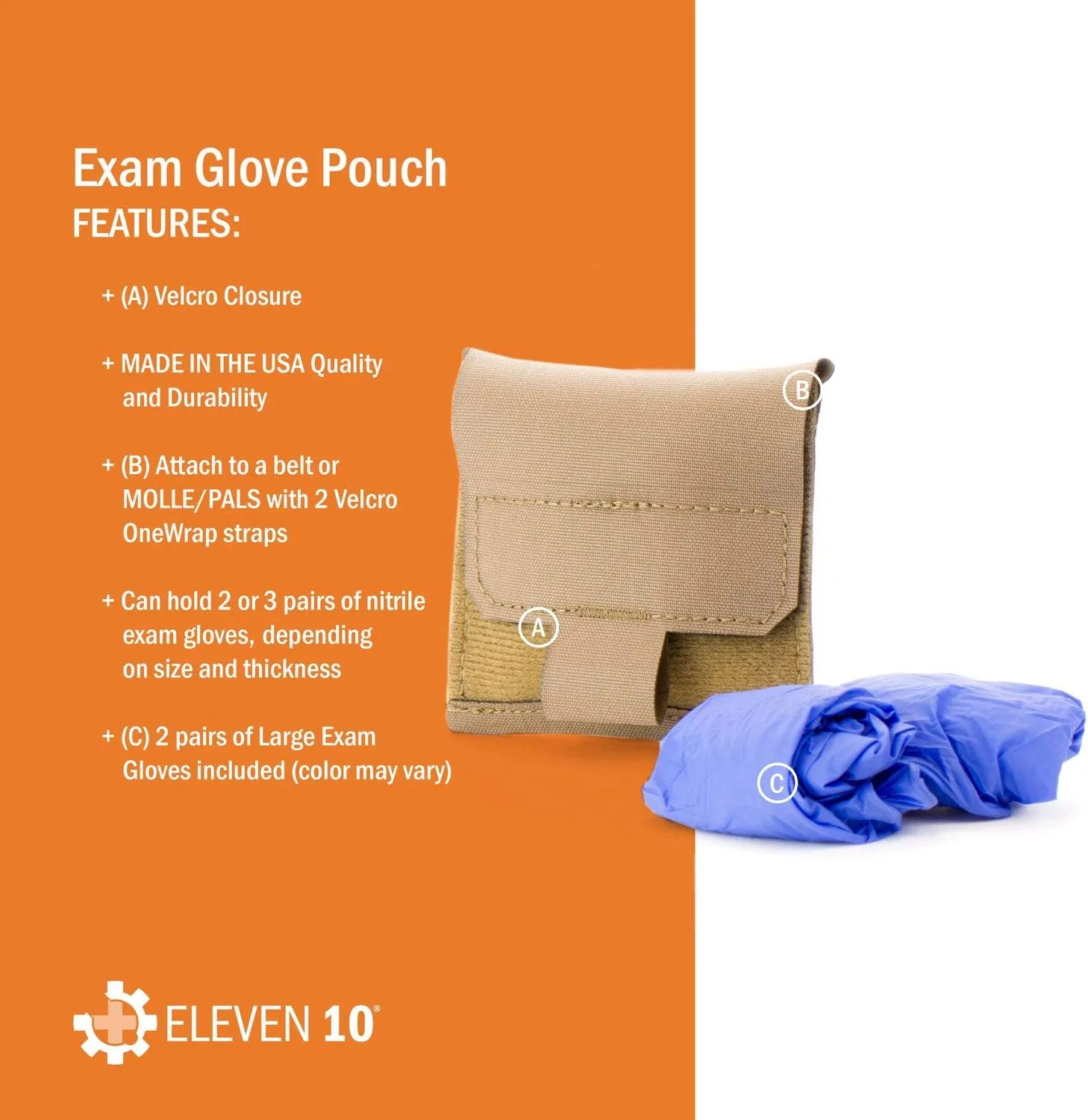 ELEVEN 10 Glove Pouch with Hook & Loop Closure