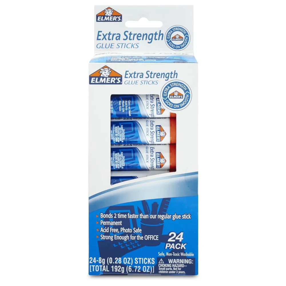 Elmer's Extra-Strength Glue Sticks, 0.28 oz, 24 Pack