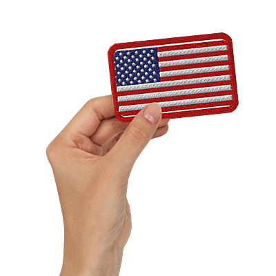 US Flag White Border Patch - 3x2 inch