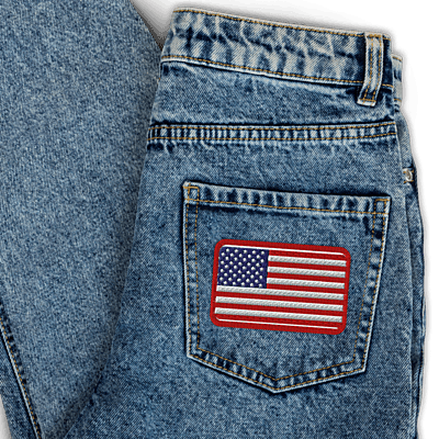 US Flag White Border Patch - 3x2 inch