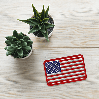 US Flag White Border Patch - 3x2 inch