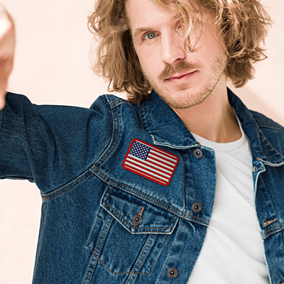 US Flag White Border Patch - 3x2 inch