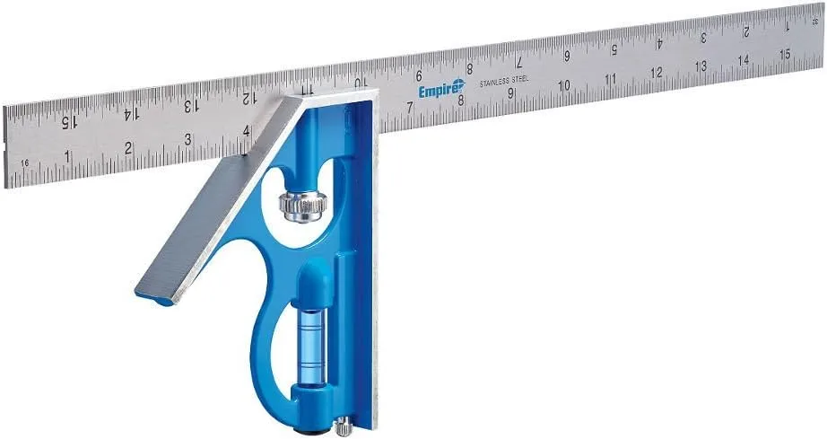 Empire Level E280 16-Inch Heavy Duty Professional Combination Square w/Etched Stainless Steel Blade and True BlueR Vial