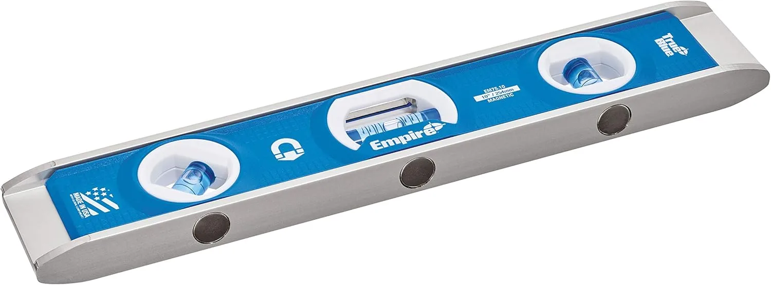 EMPIRE EM75.10 True Blue Magnetic Torpedo Level - 10 in, 3 Vials, Blue
