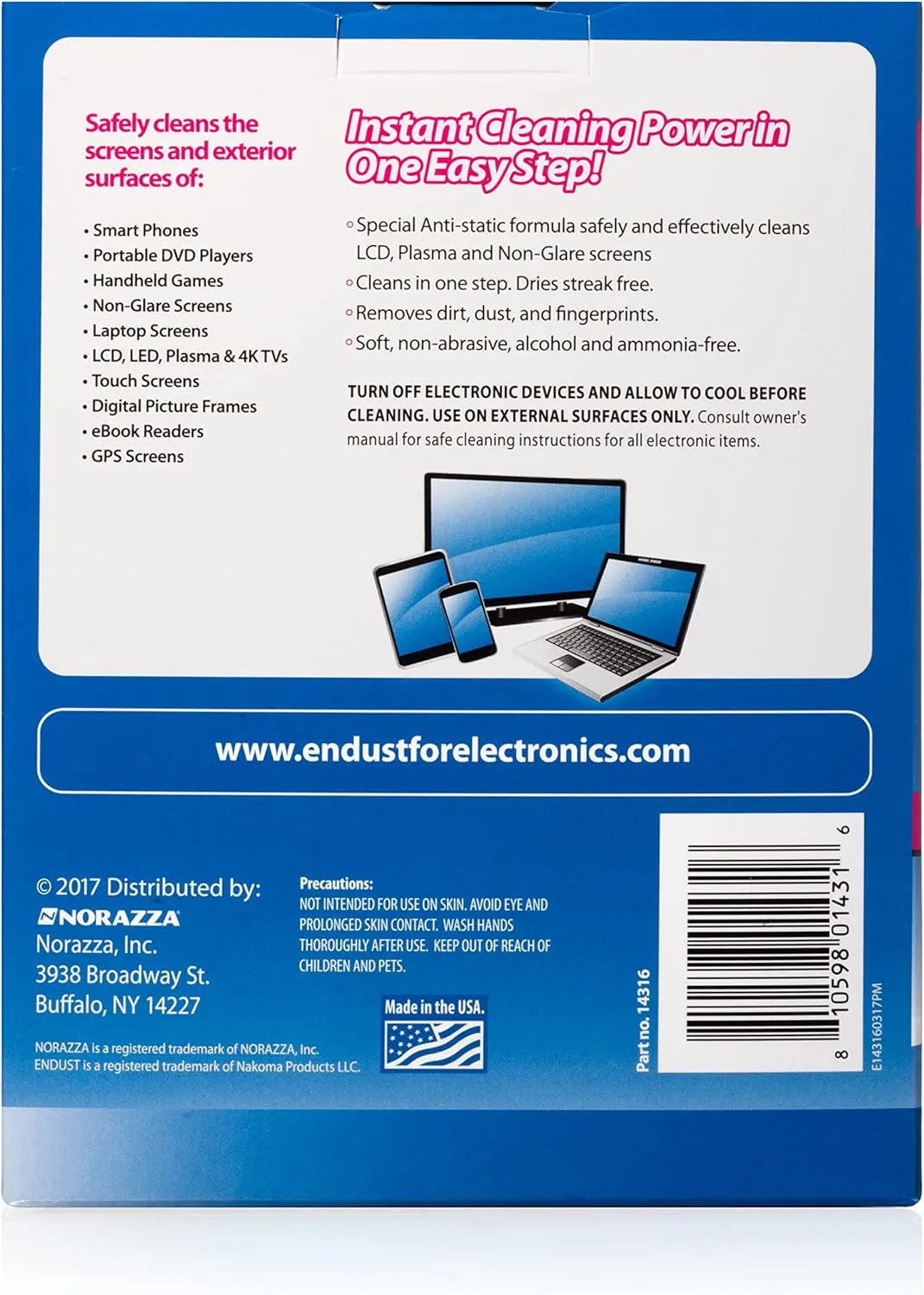 Endust for Electronics; Individually Wrapped, Portable, Anti-Static, Screen & Electronics Cleaning Wipes; 150 Count (14316)