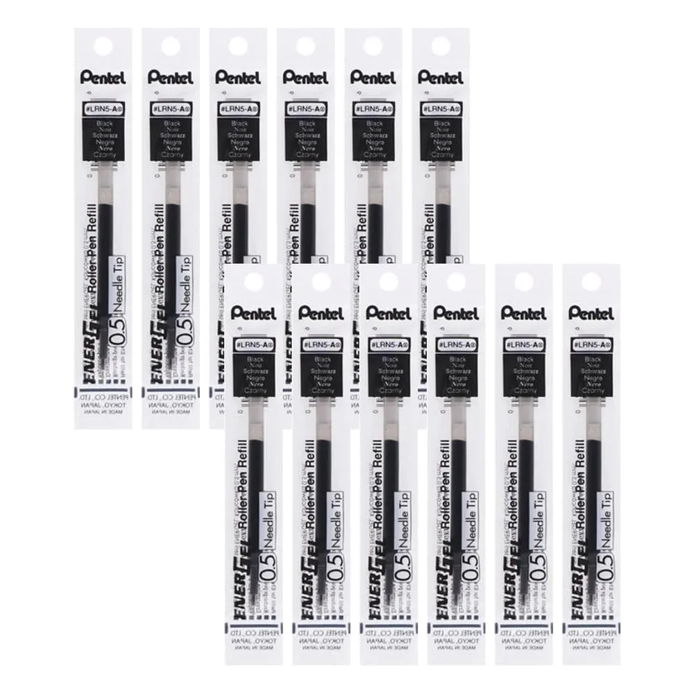 Pentel EnerGel Liquid Gel Pen Refills - 0.5mm Needle Tip - Box of 12