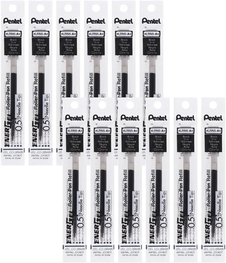 Pentel EnerGel Liquid Gel Pen Refills - 0.5mm Needle Tip - Box of 12