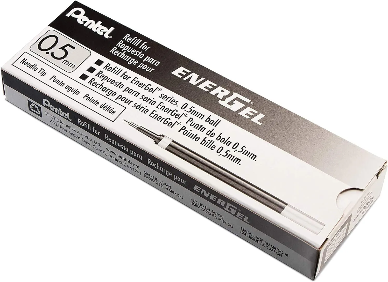Pentel EnerGel Liquid Gel Pen Refills - 0.5mm Needle Tip - Box of 12