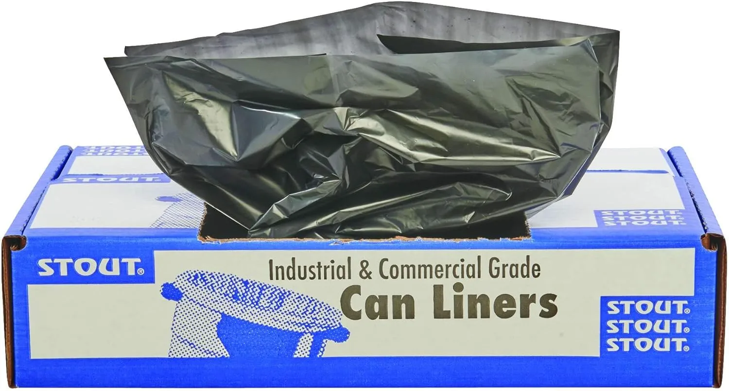 Stout by Envision 40-48 Gallon Heavy Duty TRC Trash Bags, 1.5 mil, 100 Bags (T4048B15)