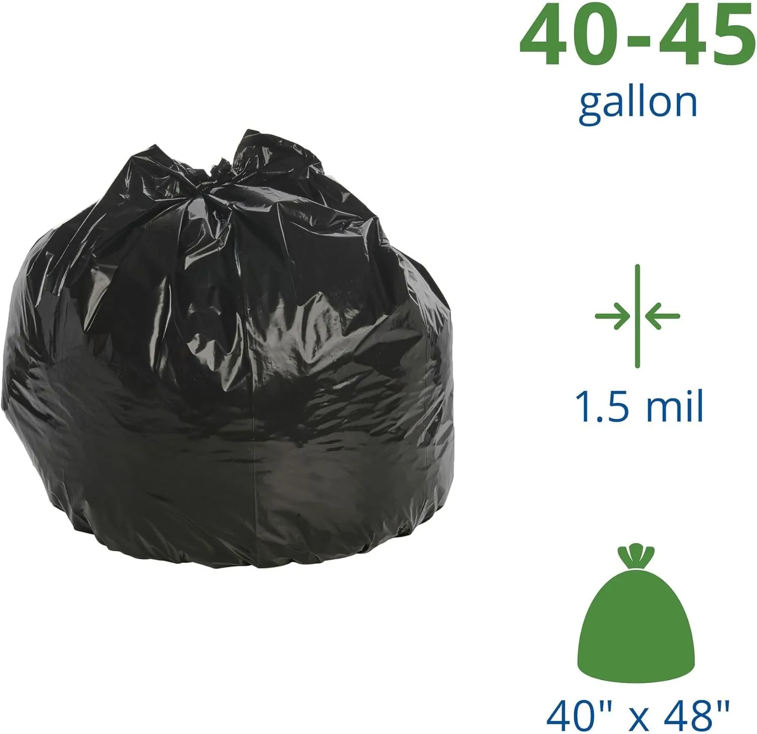 Stout by Envision 40-48 Gallon Heavy Duty TRC Trash Bags, 1.5 mil, 100 Bags (T4048B15)
