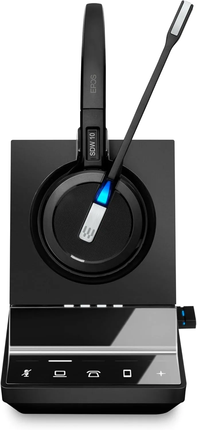 Sennheiser SDW 5016 (507016) Single-Sided Wireless DECT Headset for Desk Phone Softphone/PC& Mobile Phone Connection Dual