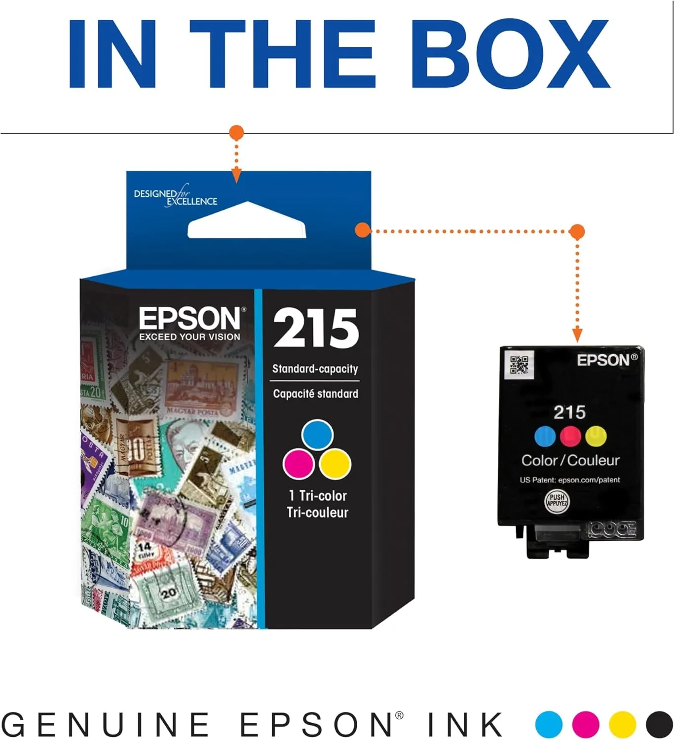 EPSON 215 Ink Standard Capacity Tricolor Cartridge (T215530-S) Works with WorkForce WF-100, WF-110, EC-110 Tri-color 1 Count (Pack of 1)