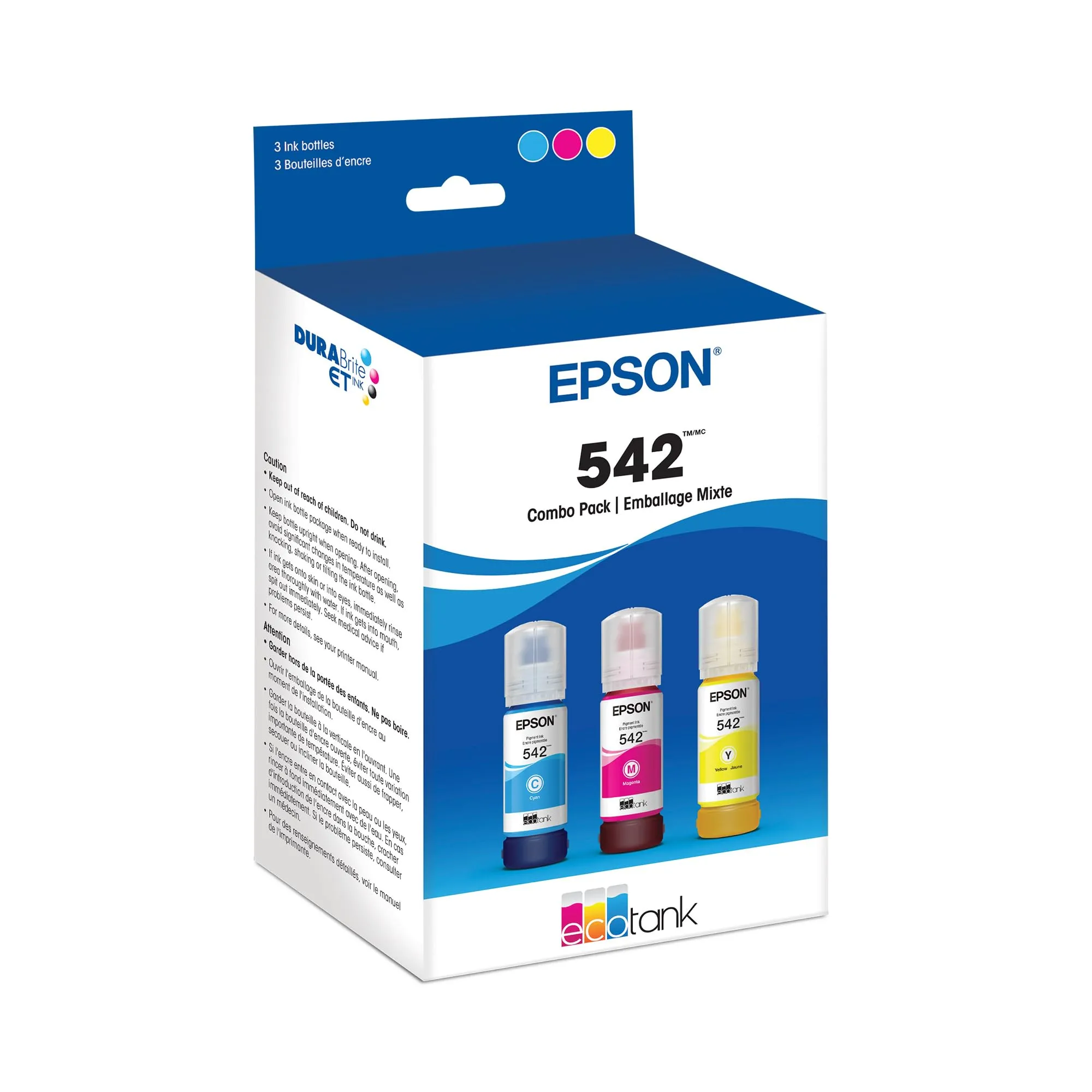 EPSON 542 EcoTank Ink Ultra-high Capacity Bottle Color Combo Pack (T542520-S)