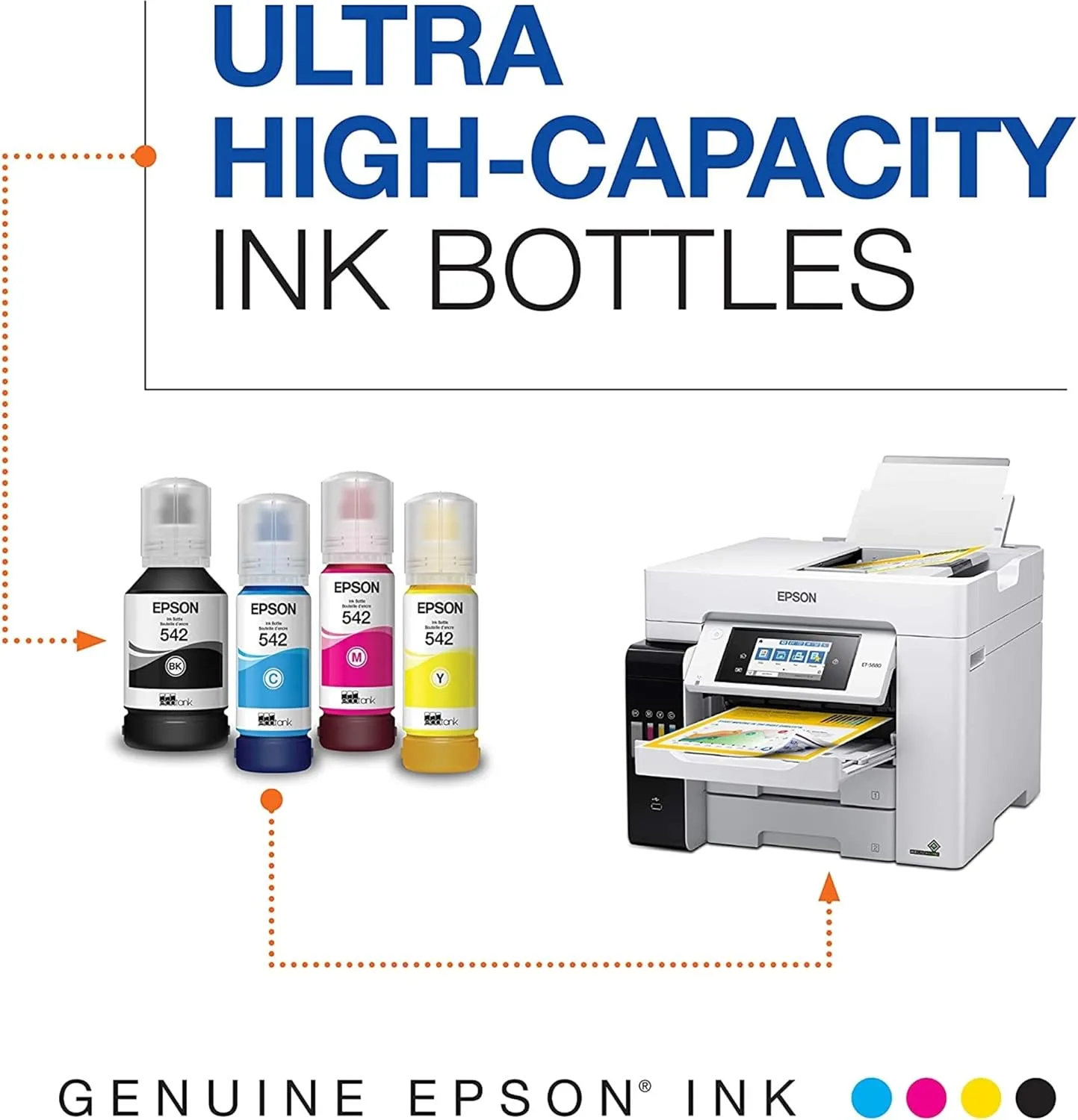 EPSON 542 EcoTank Ink Ultra-high Capacity Bottle Color Combo Pack (T542520-S)