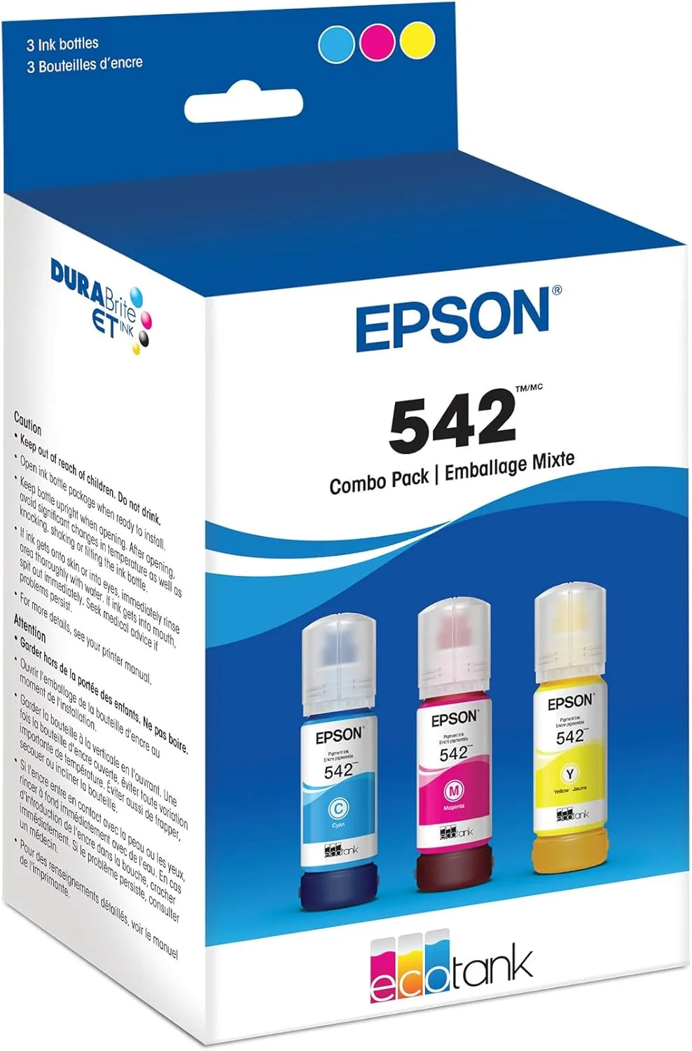 EPSON 542 EcoTank Ink Ultra-high Capacity Bottle Color Combo Pack (T542520-S)