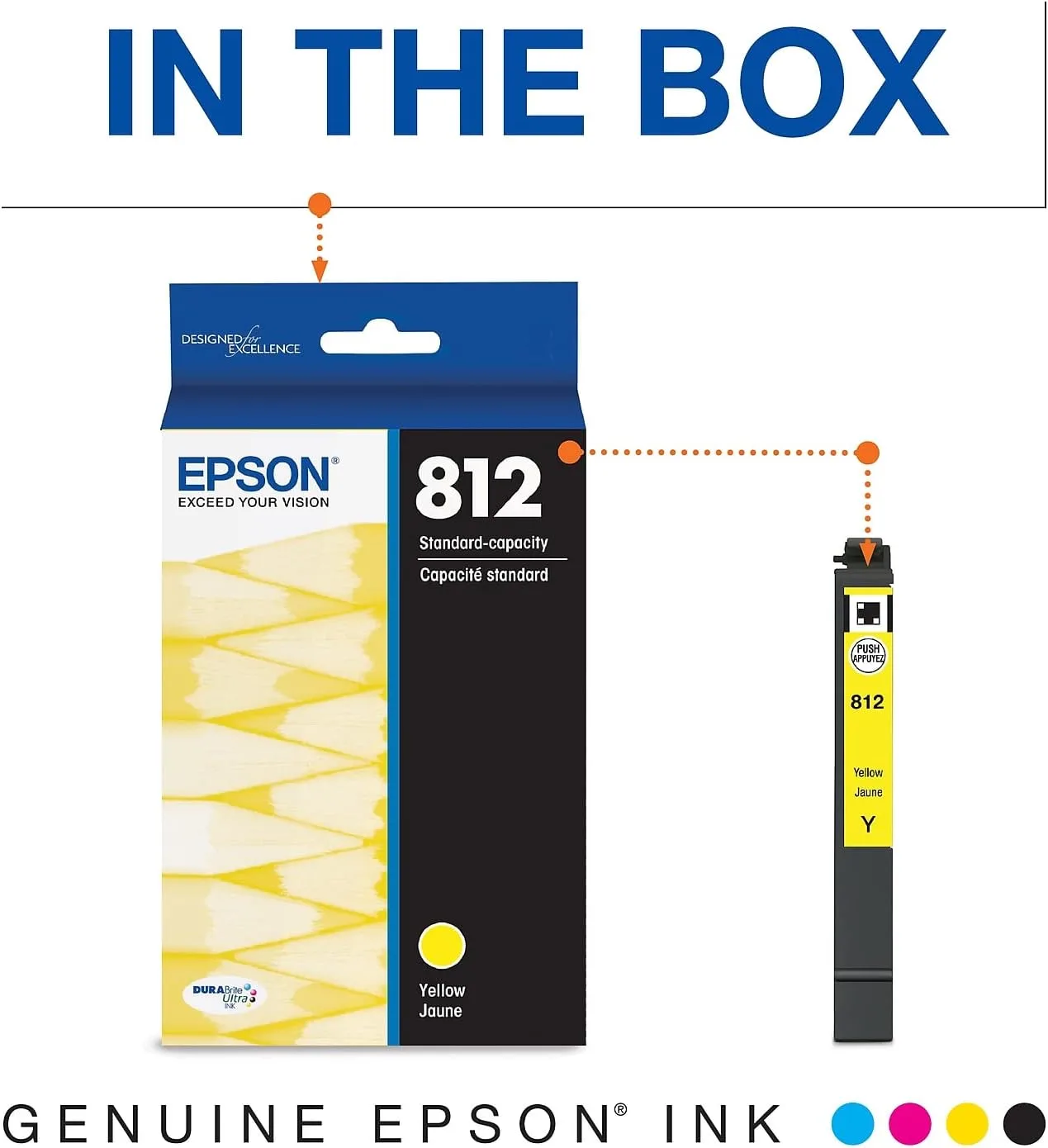 Epson 812 DURABrite Ultra Yellow Ink Cartridge (T812420-S) - Standard Capacity, 1 Pack