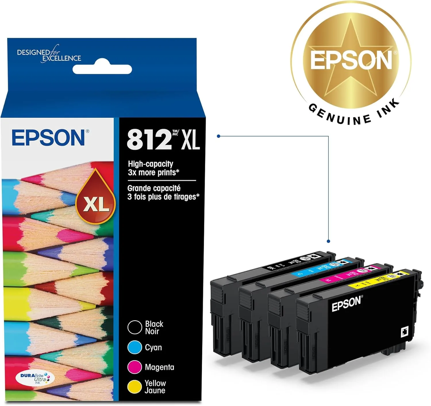 Epson 812 DURABrite Ultra Ink High Capacity Cartridge Combo Pack (T812XL-XCS)