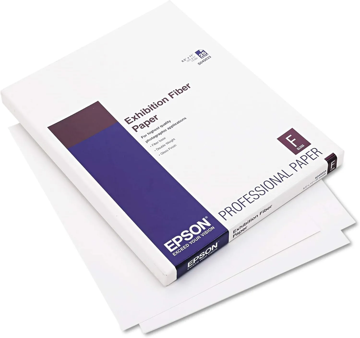 Epson Professional Photo Paper, Letter Size (8.5 x 11 in), 325 g/m2, Glossy, 25 Sheets