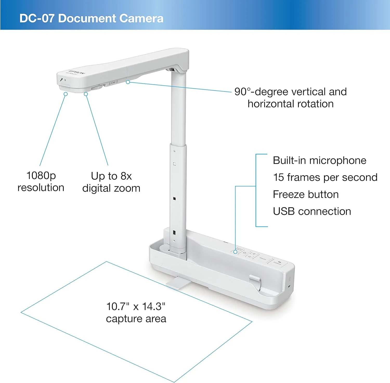 Epson 1080p Document Camera with USB and Built-in Microphone