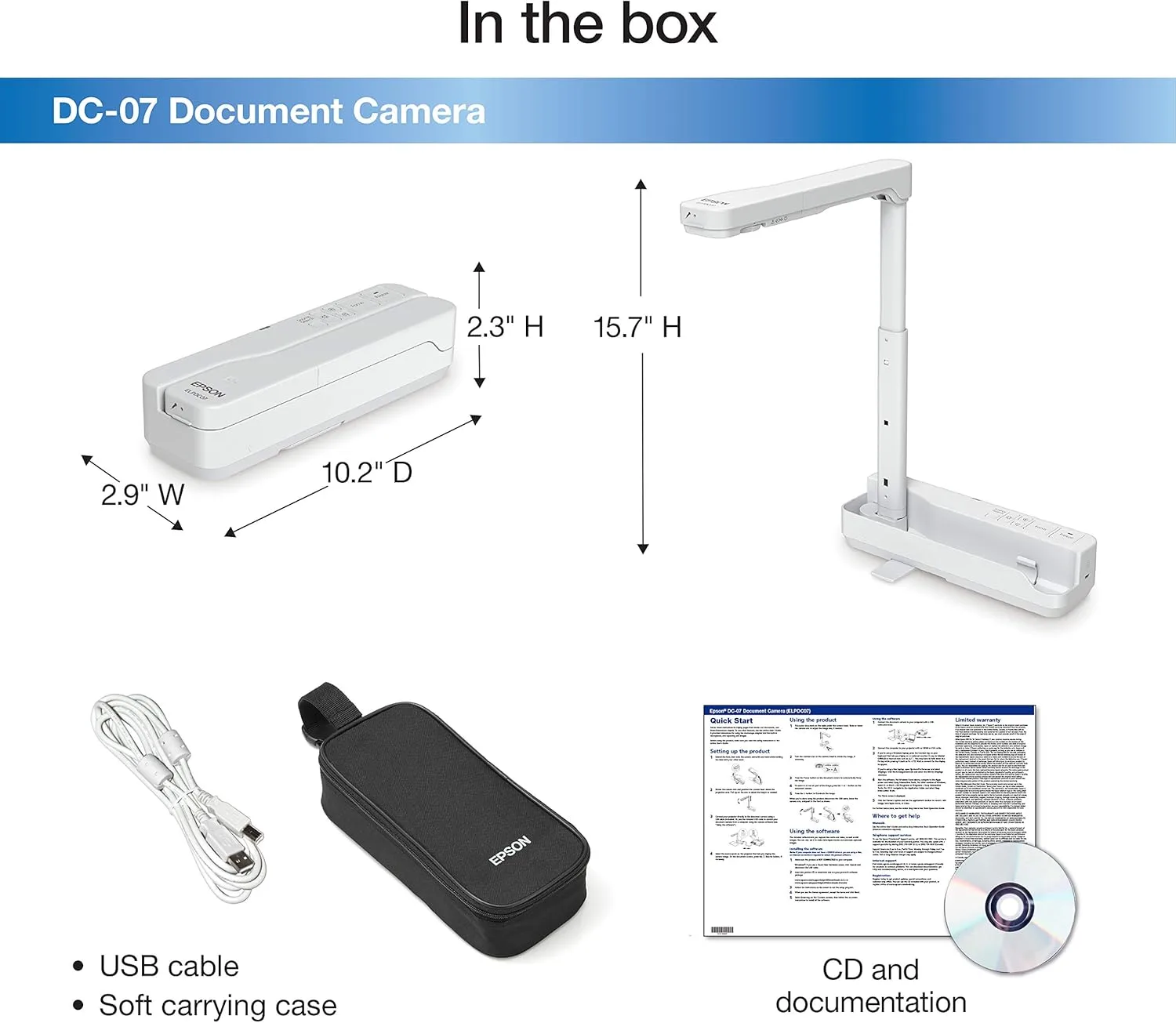 Epson 1080p Document Camera with USB and Built-in Microphone
