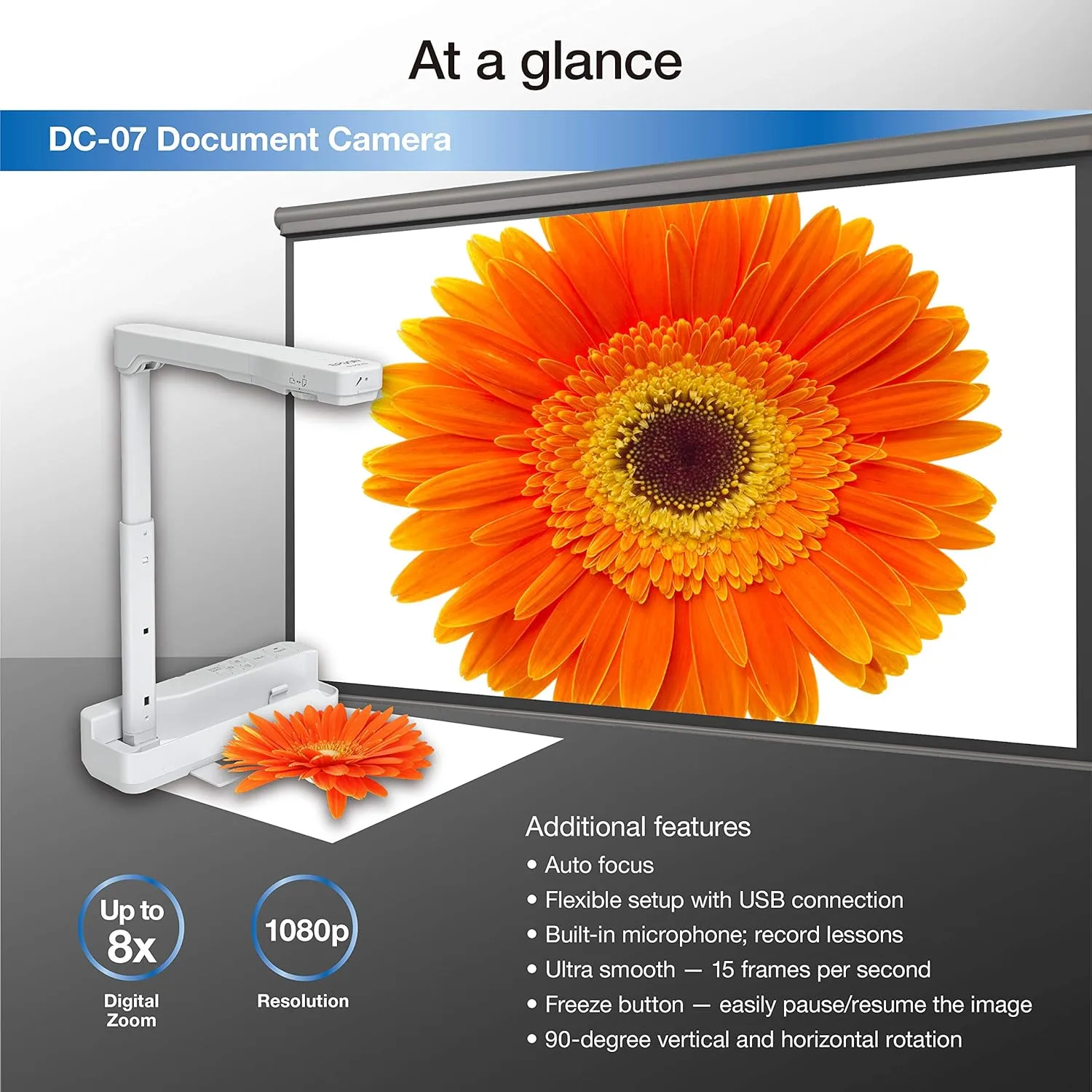 Epson 1080p Document Camera with USB and Built-in Microphone