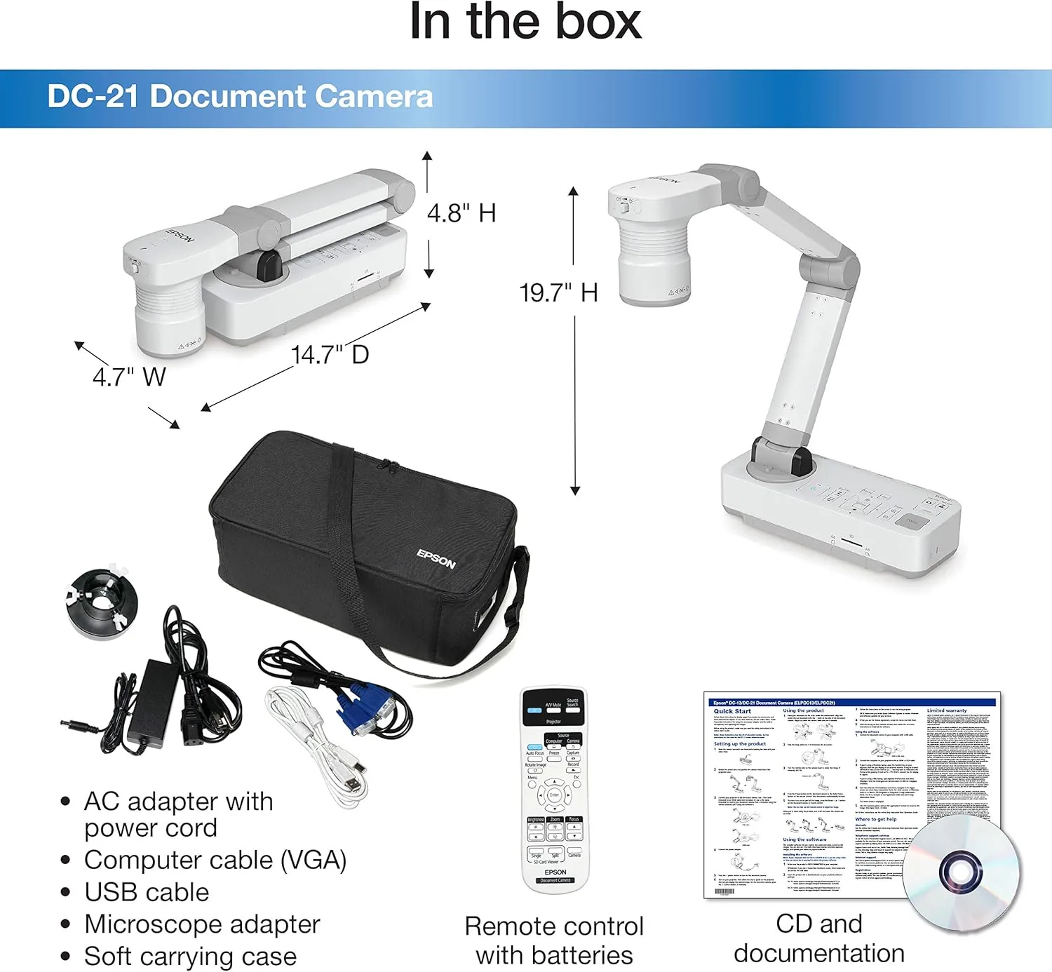 Epson 1080p Document Camera with USB and Built-in Microphone