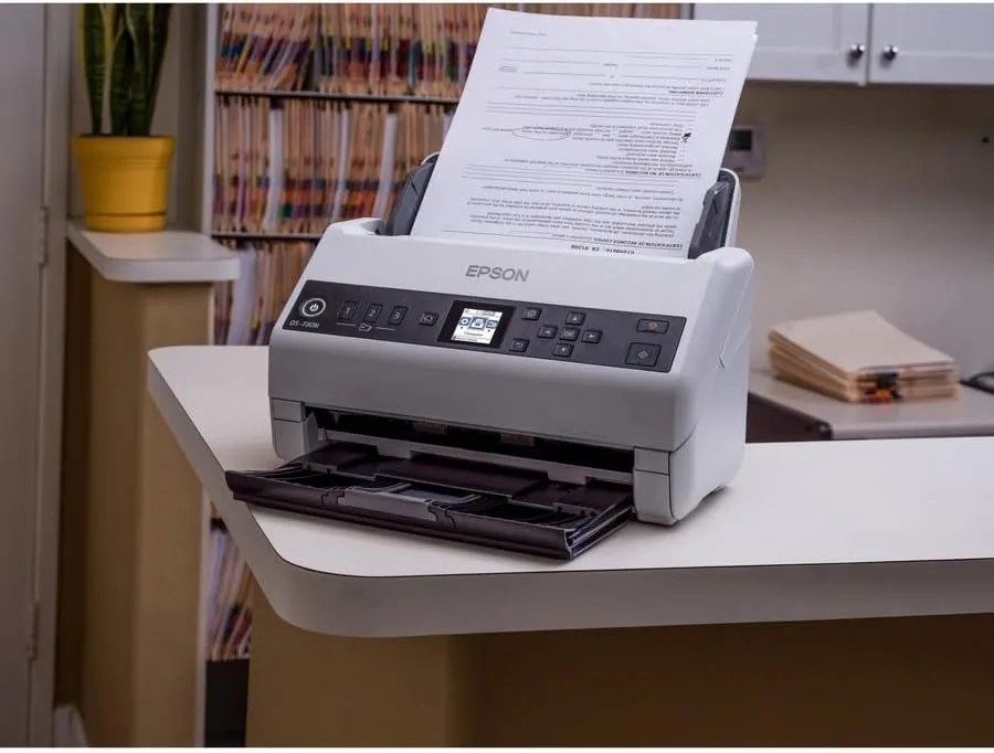 Epson DS-730N Network Color Document Scanner, 100-page ADF, Duplex Scanning