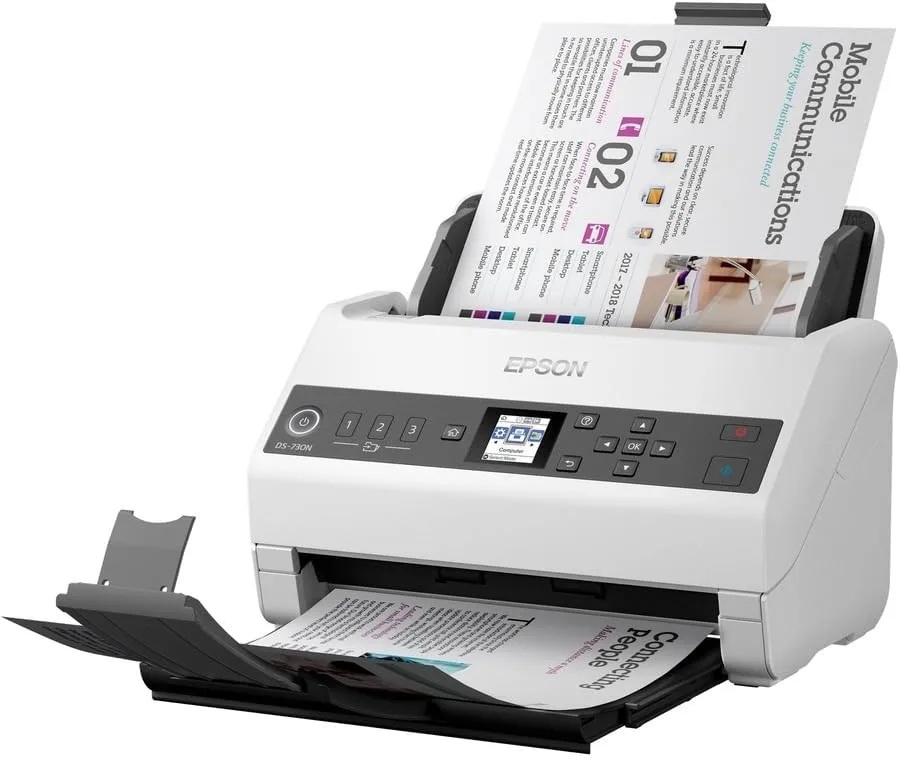 Epson DS-730N Network Color Document Scanner, 100-page ADF, Duplex Scanning
