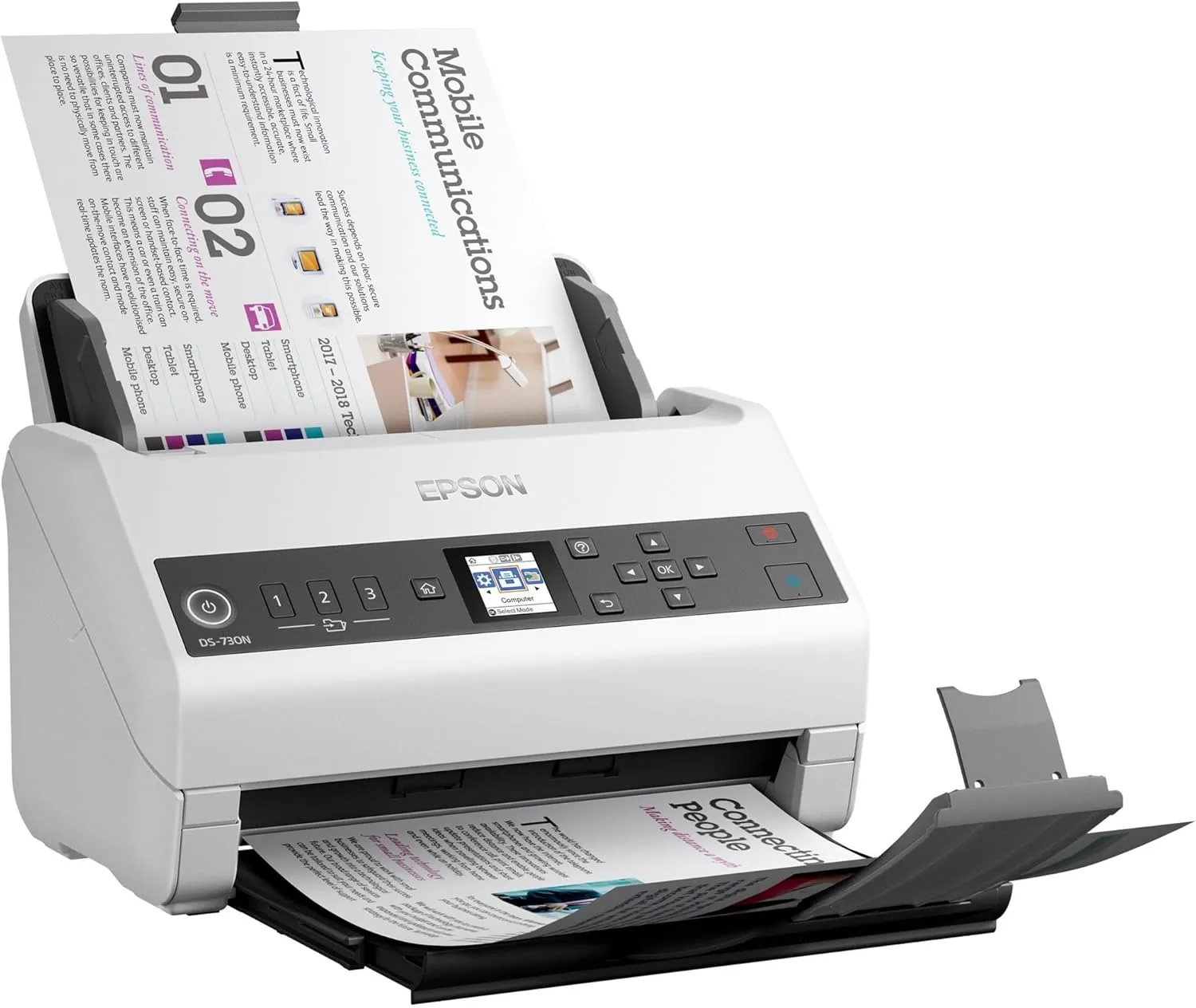 Epson DS-730N Network Color Document Scanner, 100-page ADF, Duplex Scanning