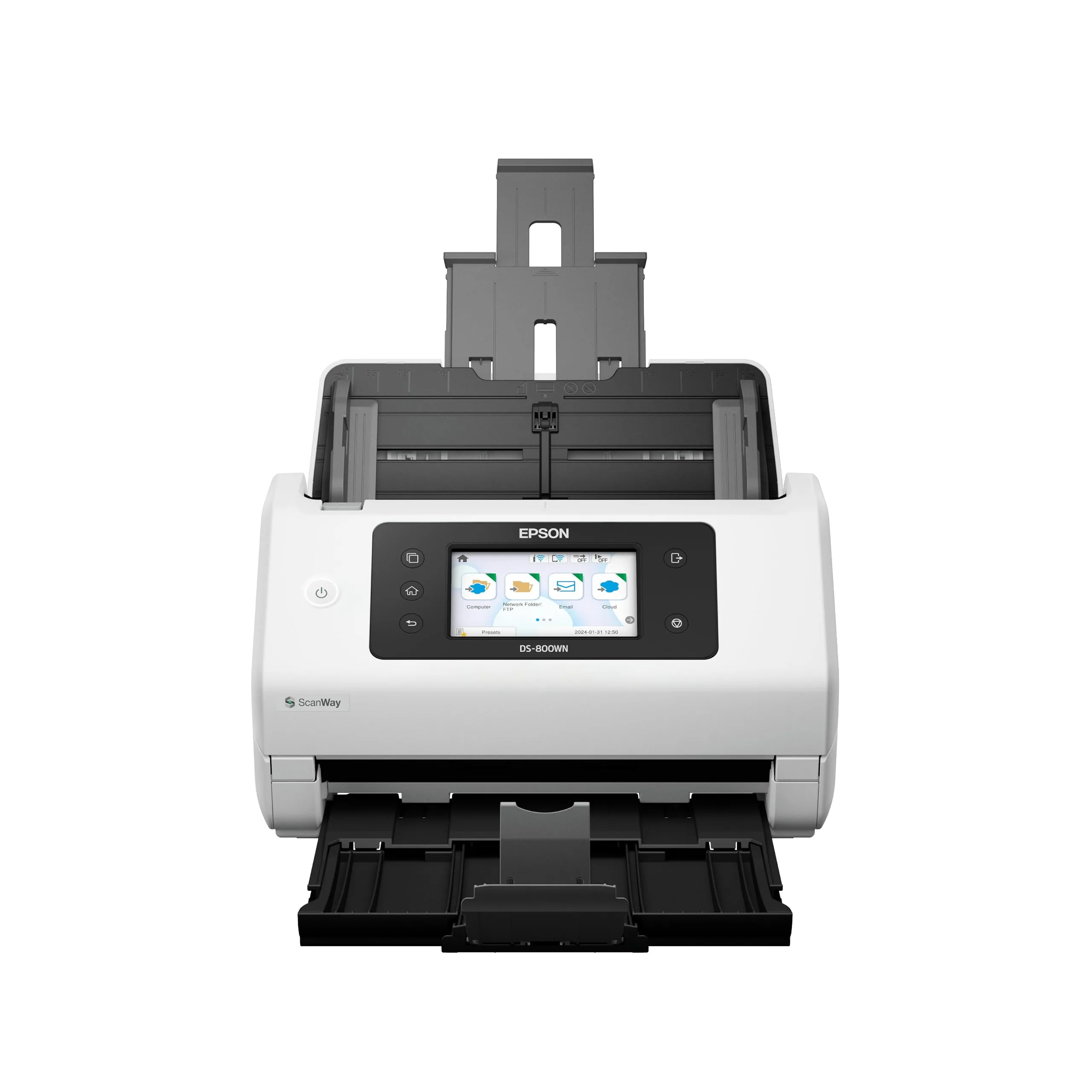 Epson DS-800WN EdgeLink Wireless Network Color Document Scanner with Duplex Scanning, PC-Free Scanning, 100-page Auto Document Feeder (ADF) and 4.3" Color Touchscreen