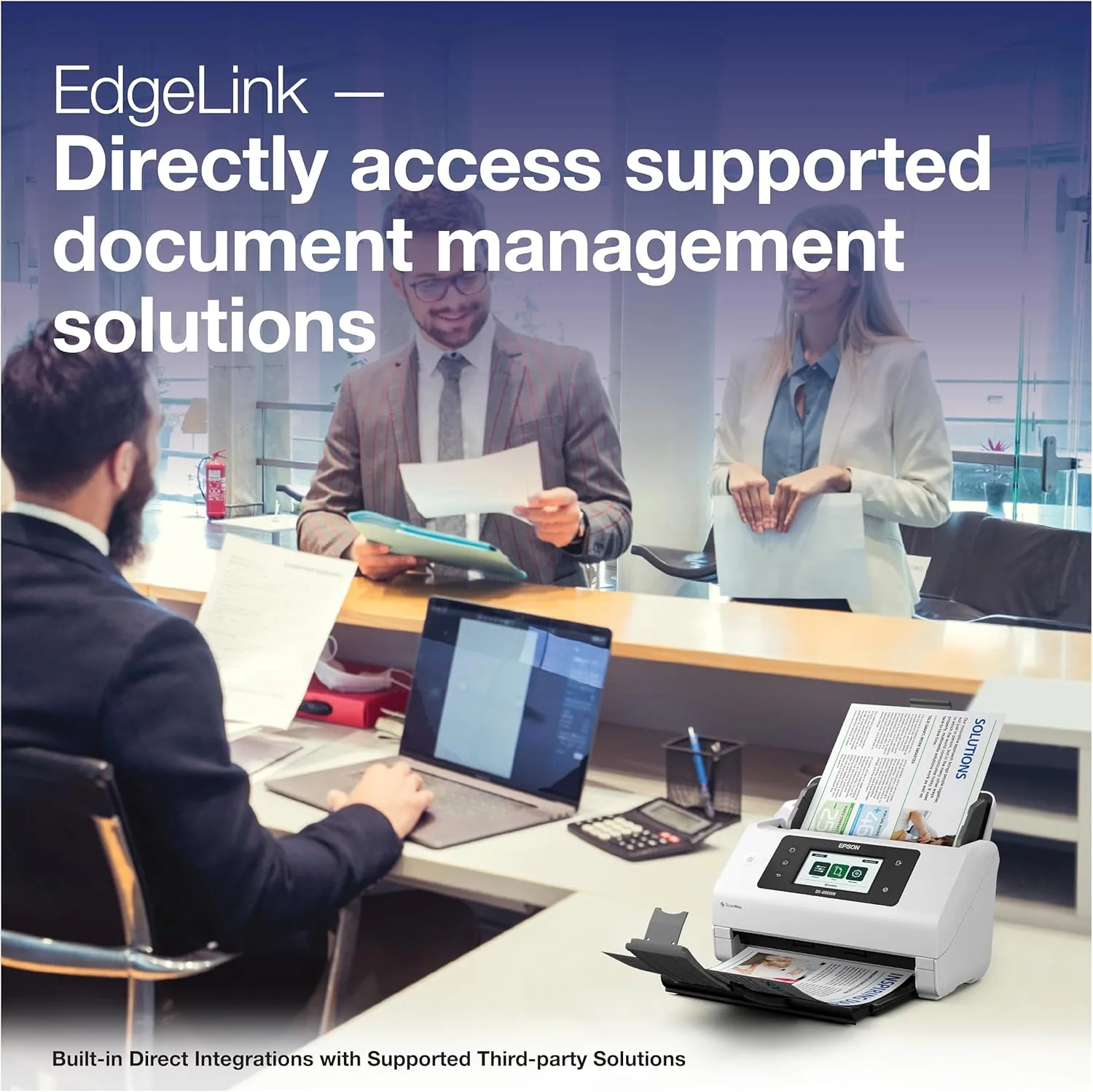 Epson DS-800WN EdgeLink Wireless Network Color Document Scanner with Duplex Scanning, PC-Free Scanning, 100-page Auto Document Feeder (ADF) and 4.3" Color Touchscreen