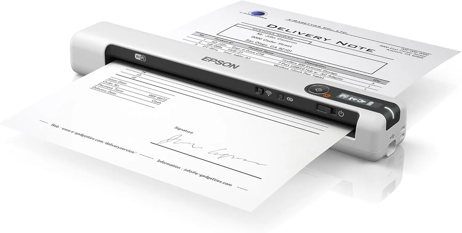 Epson DS-80W Wireless Portable Document Scanner for PC & Mac