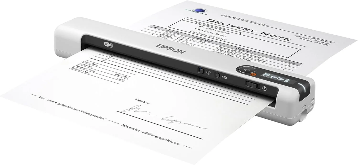 Epson DS-80W Wireless Portable Document Scanner for PC & Mac