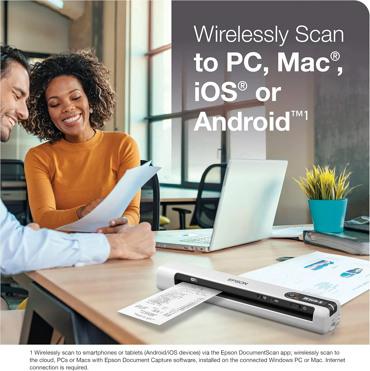 Epson DS-80W Wireless Portable Document Scanner for PC & Mac