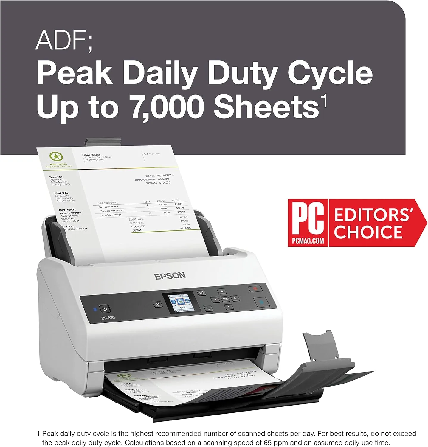 Epson WorkForce DS-870 Color Duplex Workgroup Document Scanner
